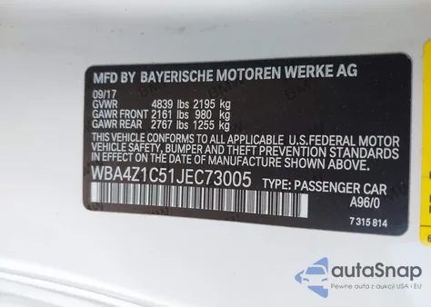 2018 BMW 430I from USA, damaged, VIN WBA4Z1C51JEC73005